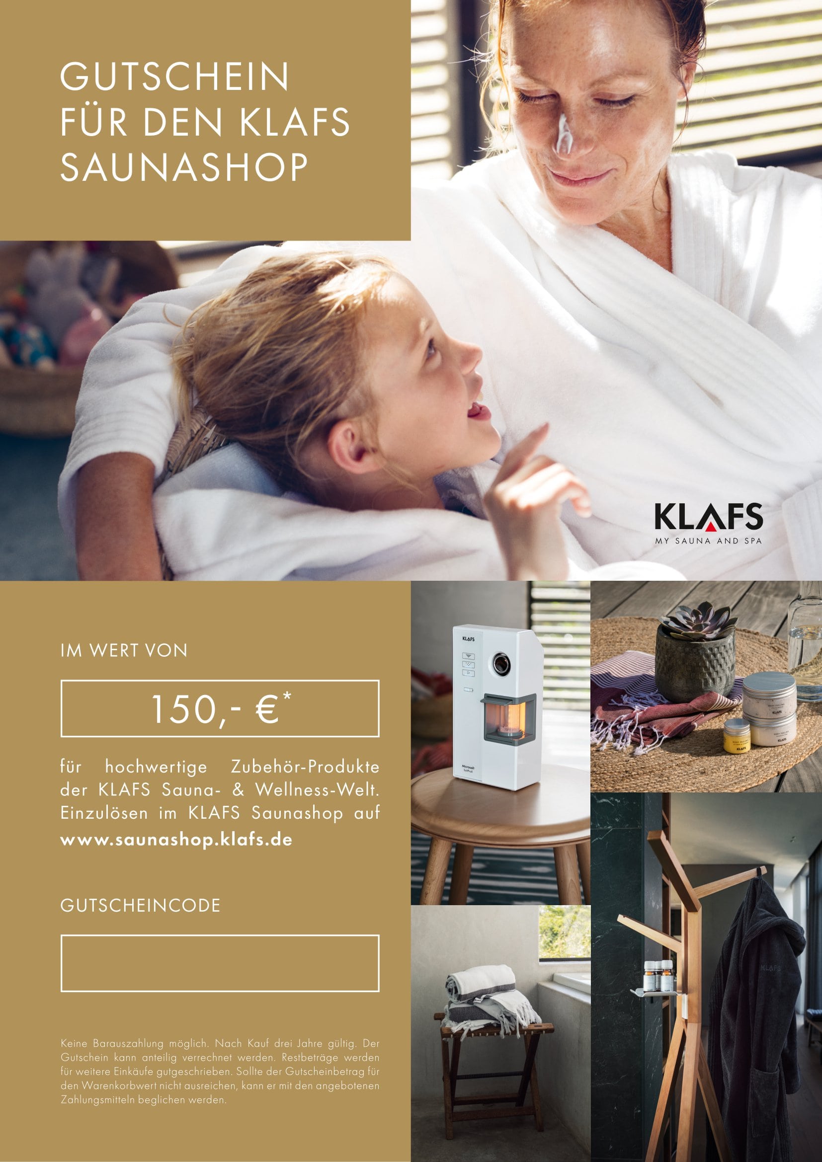 150€ - KLAFS Geschenkgutschein