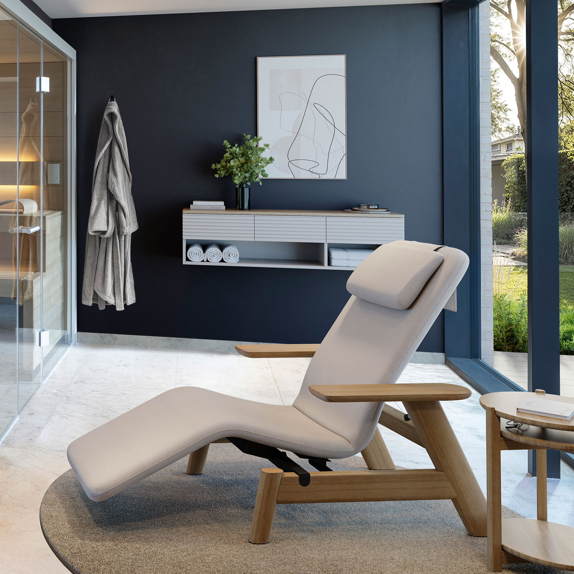 Wellnessliege SOMRA (beheizt) Eiche – Design by Sebastian Herkner
